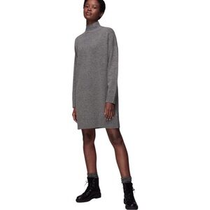 Whistles Gray Funnel Neck Knit Merino Wool Dress - Medium